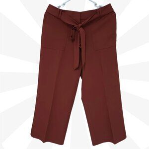 Worthington Tie Front Capris Wide Leg Elastic Back pockets Cropped Pants Size 6